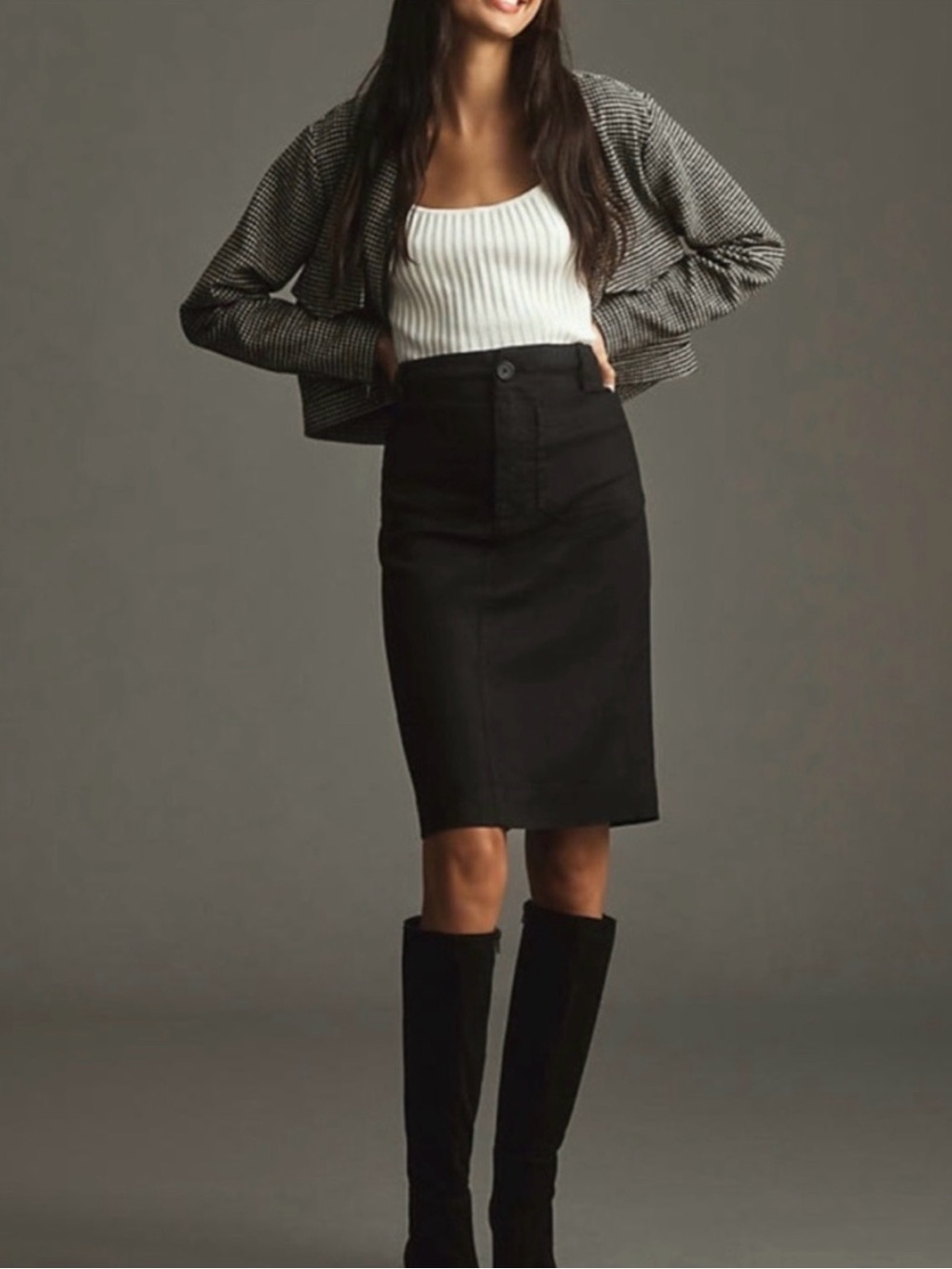 Maeve By Anthropologie The Colette Skirt Midi Black XSP EUC